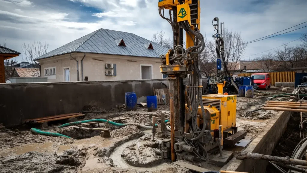 Denisipare puț în Brașov — echipa Constructori Evaluați la lucru