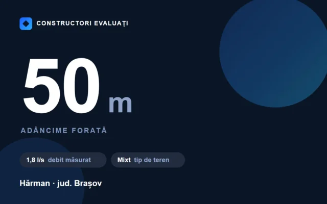 Foraj de 50 m în Hărman — fișa lucrării Constructori Evaluați