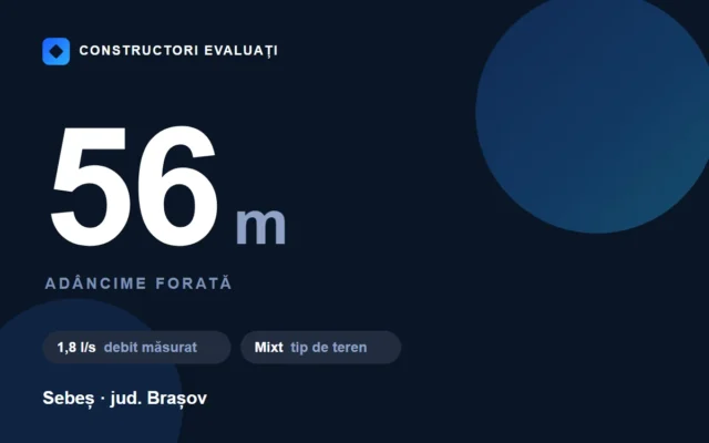 Foraj de 56 m în Sebeș — fișa lucrării Constructori Evaluați