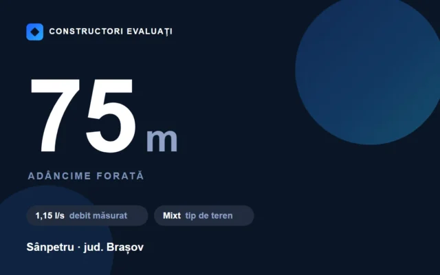 Foraj de 75 m în Sânpetru — fișa lucrării Constructori Evaluați